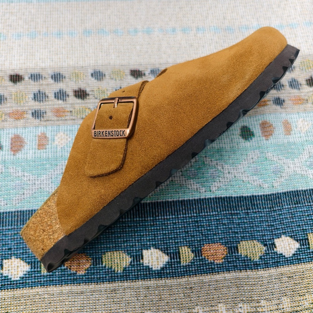 Birkenstock Mink Boston Suede Shoes | Women's Narrow Fit - Picture 5 of 6